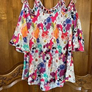 Spence flutter 3/4” sleeve cold shoulder blouse